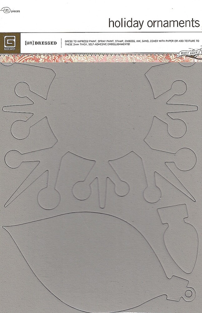 BasicGrey, Figgy Pudding Collection, Holiday Ornaments Chipboard, Christmas