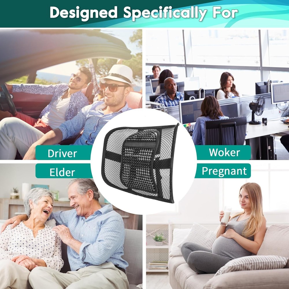 Samyoung Mesh Back Lumbar Support, Back Support Seat Cushion with Breathable Mes