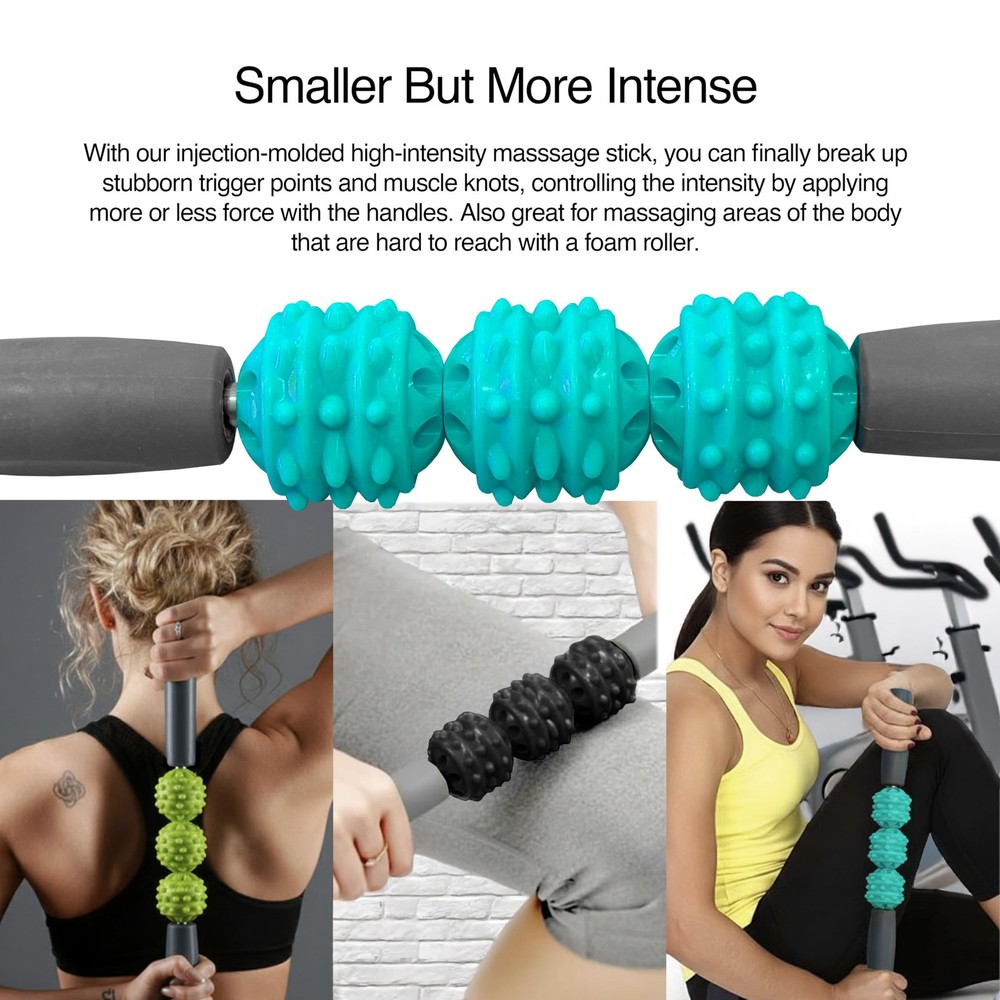 Foam Roller Set with: Hollow Core Roller, Muscle Roller Stick, Stretching Str...