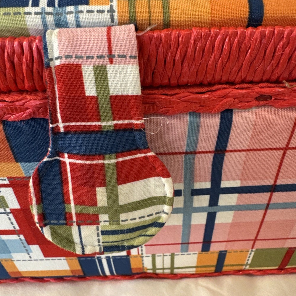 Sewing Basket , Multicolor Fabric Design, Pocket storage Inside, 9x9x4