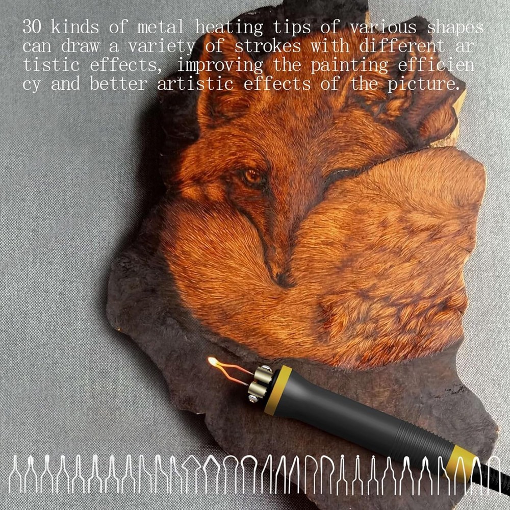 Wood Burning Kit Adjustable Temperature Pyrography Pen Tool Set for Crafts