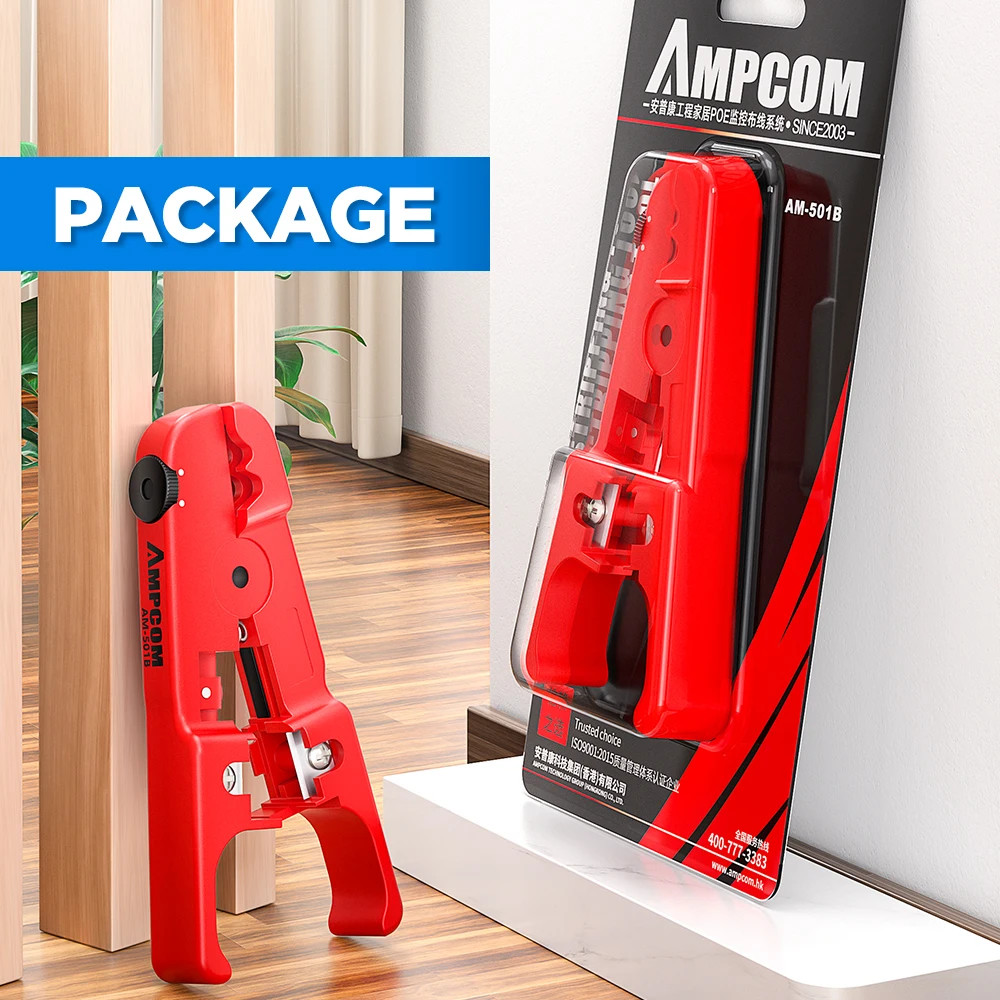 AMPCOM Wire Stripper Ethernet Cable Cutter Tool CAT5-CAT7 Round Cable Stripping