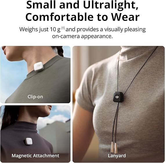 DJI Mic Mini,Ultralight Wireless Lavalier Microphone System Camera iPhone TX+RX