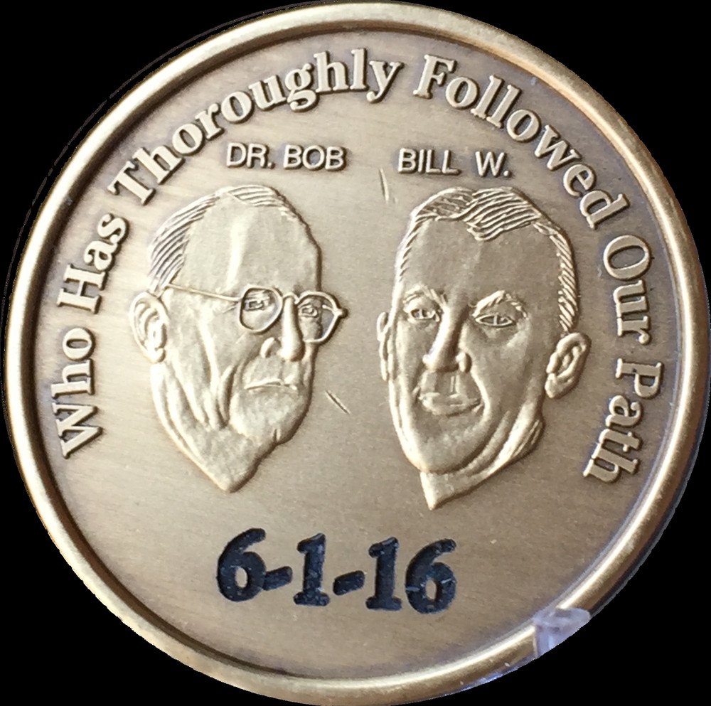 Engraved Sobriety Date AA Founders Medallion Bill Bob Chip Alcoholics Anonymous