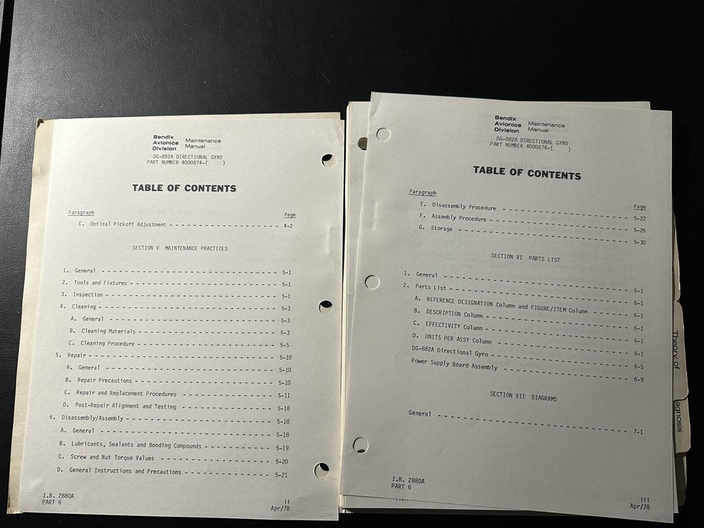 Bendix HSD-880 HSD - DG-882A Directional Gyro Service Manual