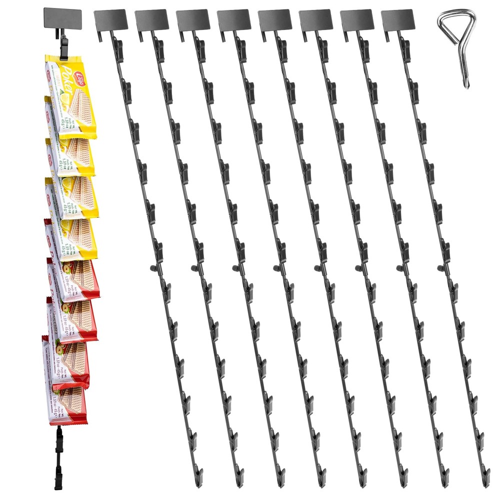 9Pcs Hanging Merchandise Strips with Hooks, 31 inch Metal Retail Display Rack...
