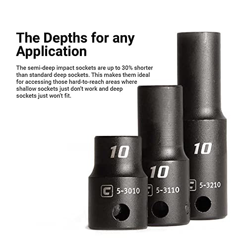 3/8 in. Drive Semi-Deep Impact Socket 12 mm