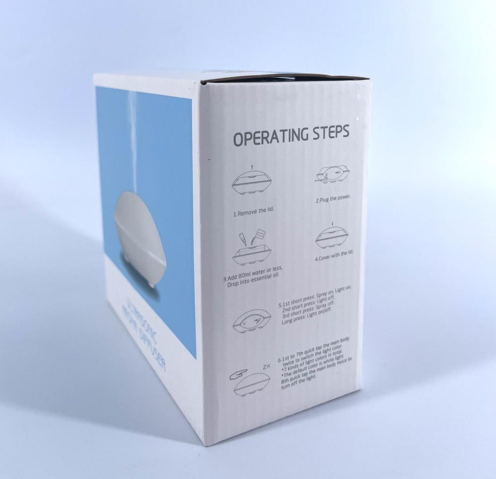 Essential Oil Diffuser Humidifier, 80ml Cute Shell Shape Aromatherapy -WHITE-