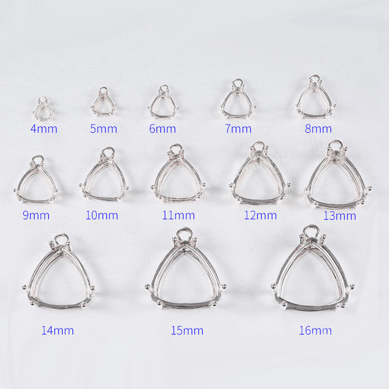 Sterling Silver Pre-Notched Earring/Pendant Setting 4mm-16mm Trillion Setting