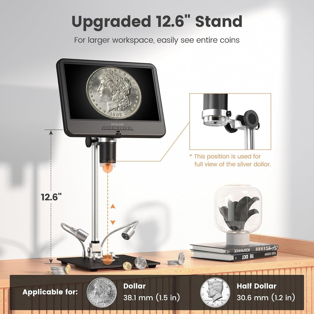 JL210 10.1'' Digital Microscope Adults Coin Magnifier Microscopes Full View