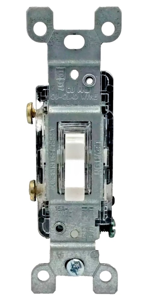 Two (2) Leviton ILLUMINATED Light Switch, GLOWS IN DARK, White, Single Pole, 15A