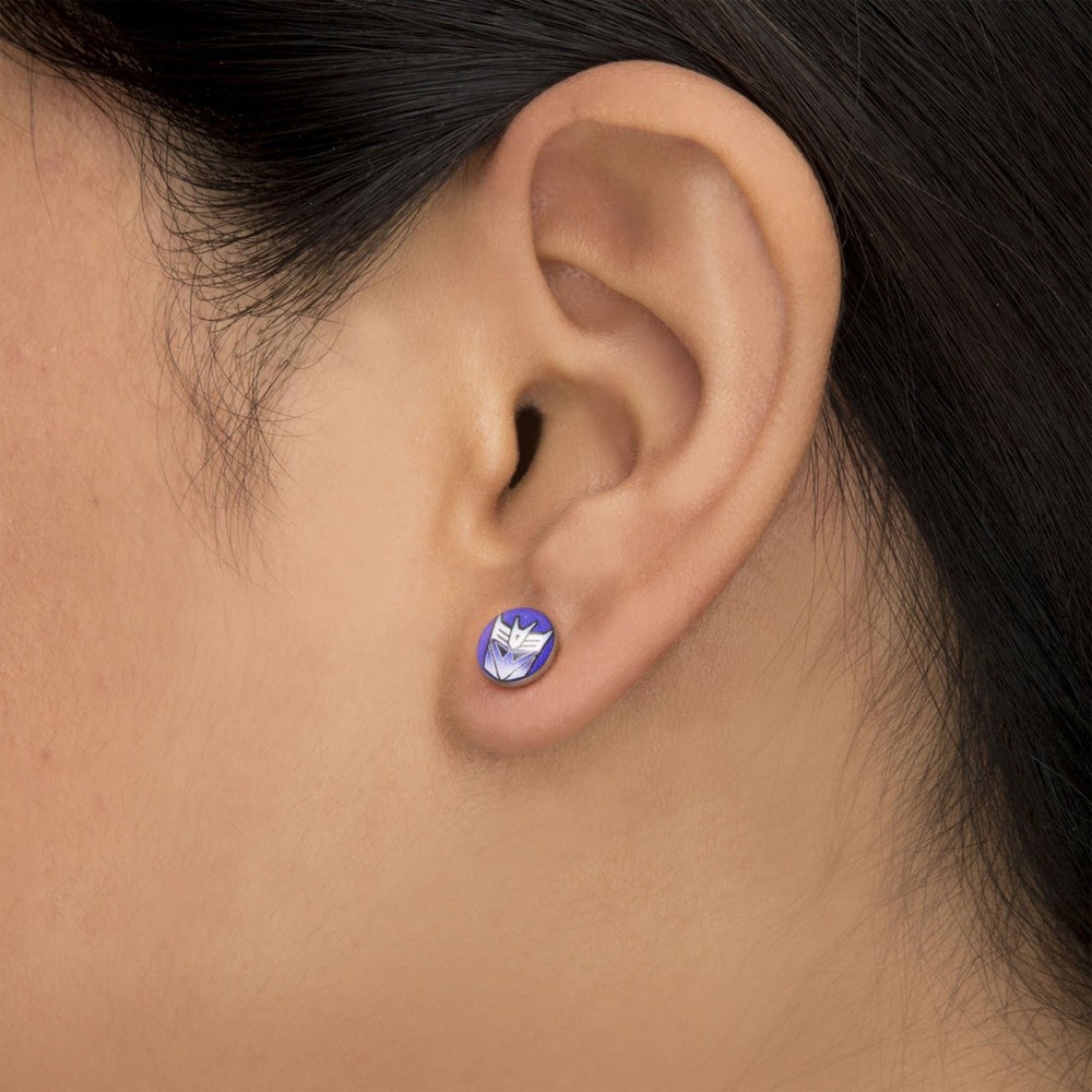 Transformers Decepticon Symbol Stud Earrings Purple