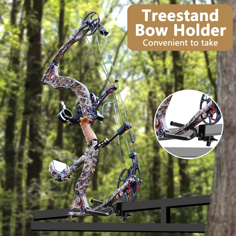 Tree Stand Bow Holder- 12 Teeth Adjustable Hunting Bow Holder- Easy Installation