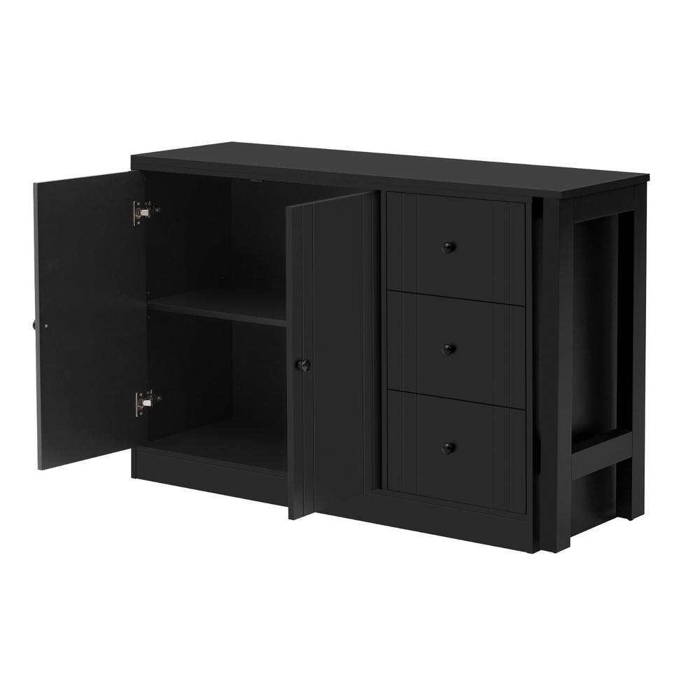 89.7''Wooden Sideboard Multifunctional Storage Cabinet with Extendable Table