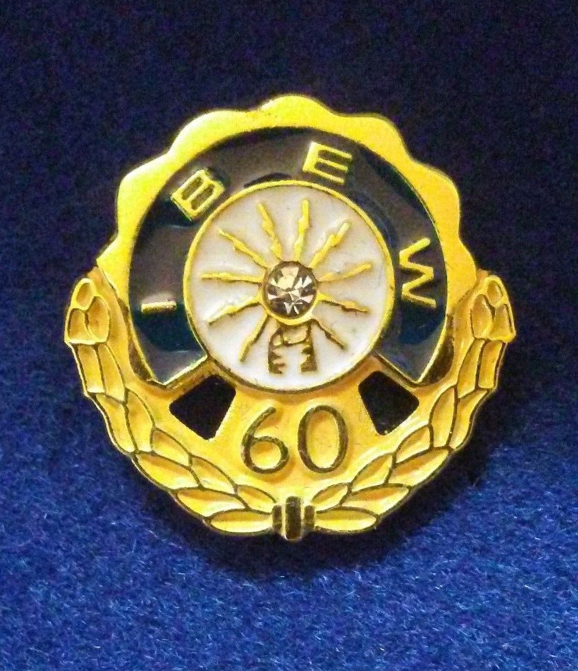 IBEW Electrical Workers 60 Year Service Pin With Original Box