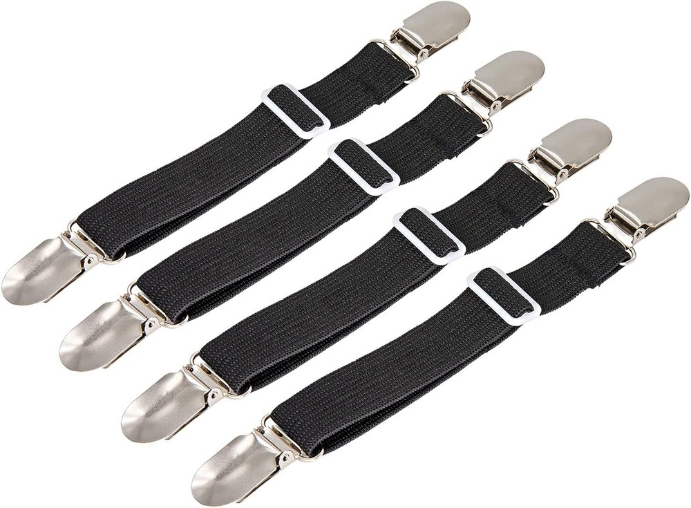 BetyBedy 4Pcs Adjustable Bed Sheet Fasteners Suspenders, Elastic Sheet Band