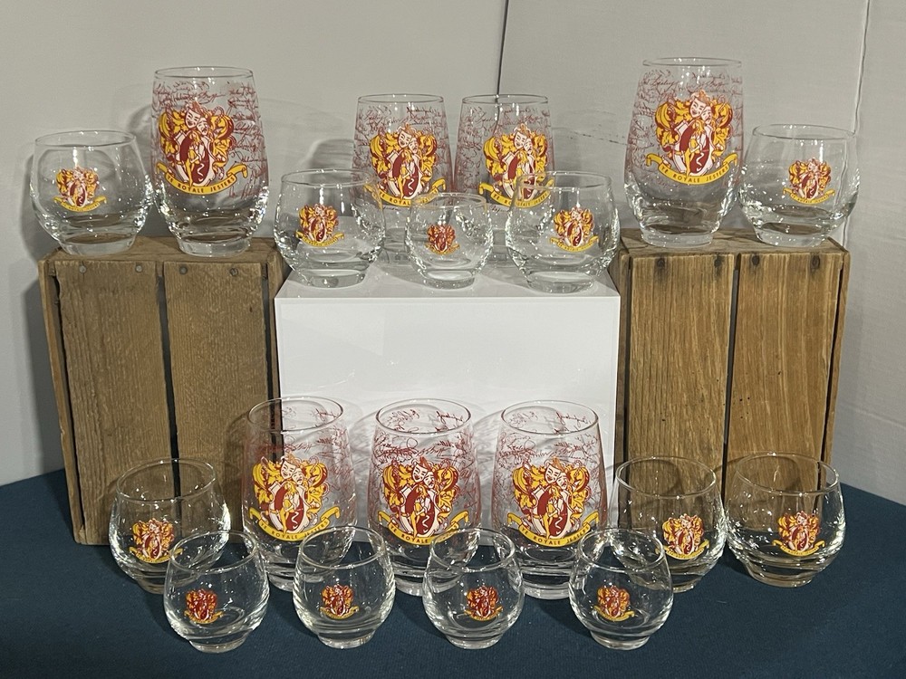 19 Assorted Bar Glasses Drinkware Ye Royale Jesters Organization Comedy Barware