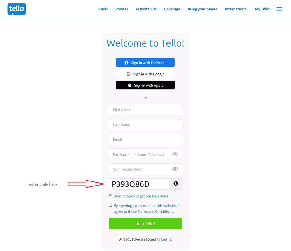 Tello new account $10 Credit code P393Q86D