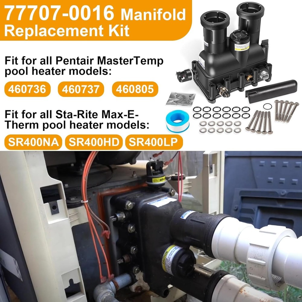 For Pentair MasterTemp pool heater Manifold Replacement Kit 77707-0016 460736