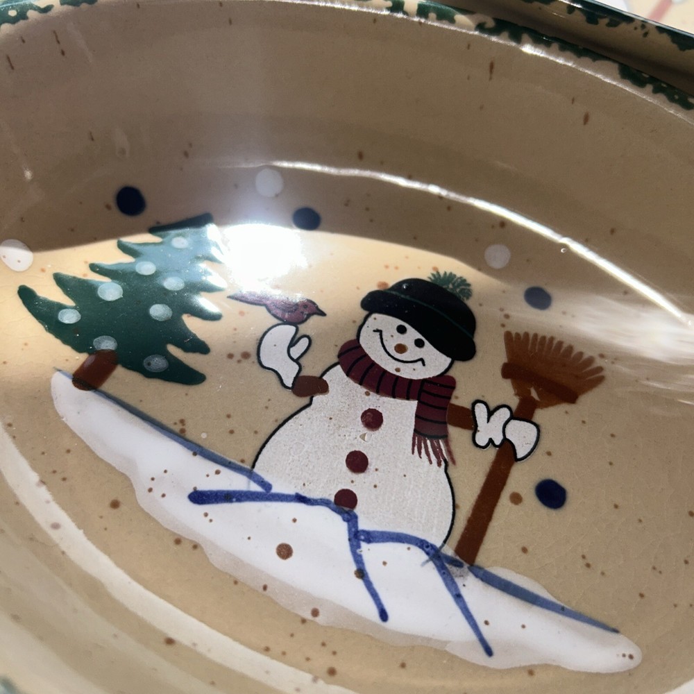 Christmas Snowman Stoneware Bakeware Casseroles Ceramic