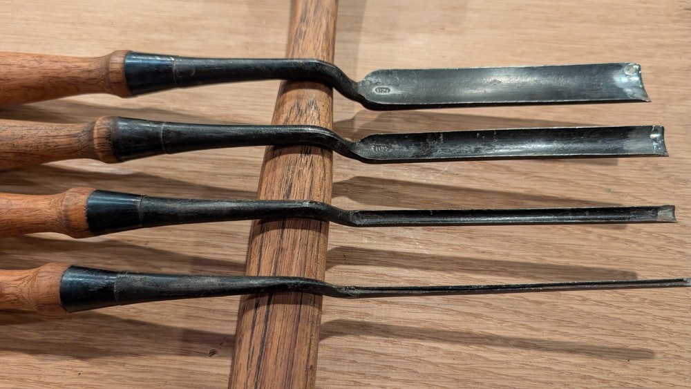 Set Of Four Japanese Kote Nomi Crank Neck Gouges