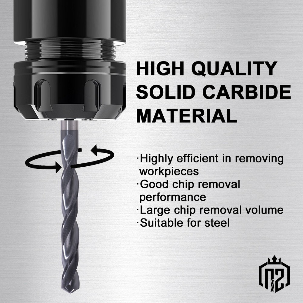 2Pcs 118° Point Angle 1/4"x2"x3-1/4" Solid Carbide Drill Bits - AlTiN Coated