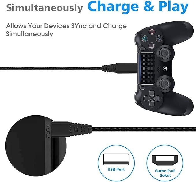3-Pack 10 ft. Micro USB Charging Cable for PS4 PS3 XBOX 360 XBOX ONE Controller