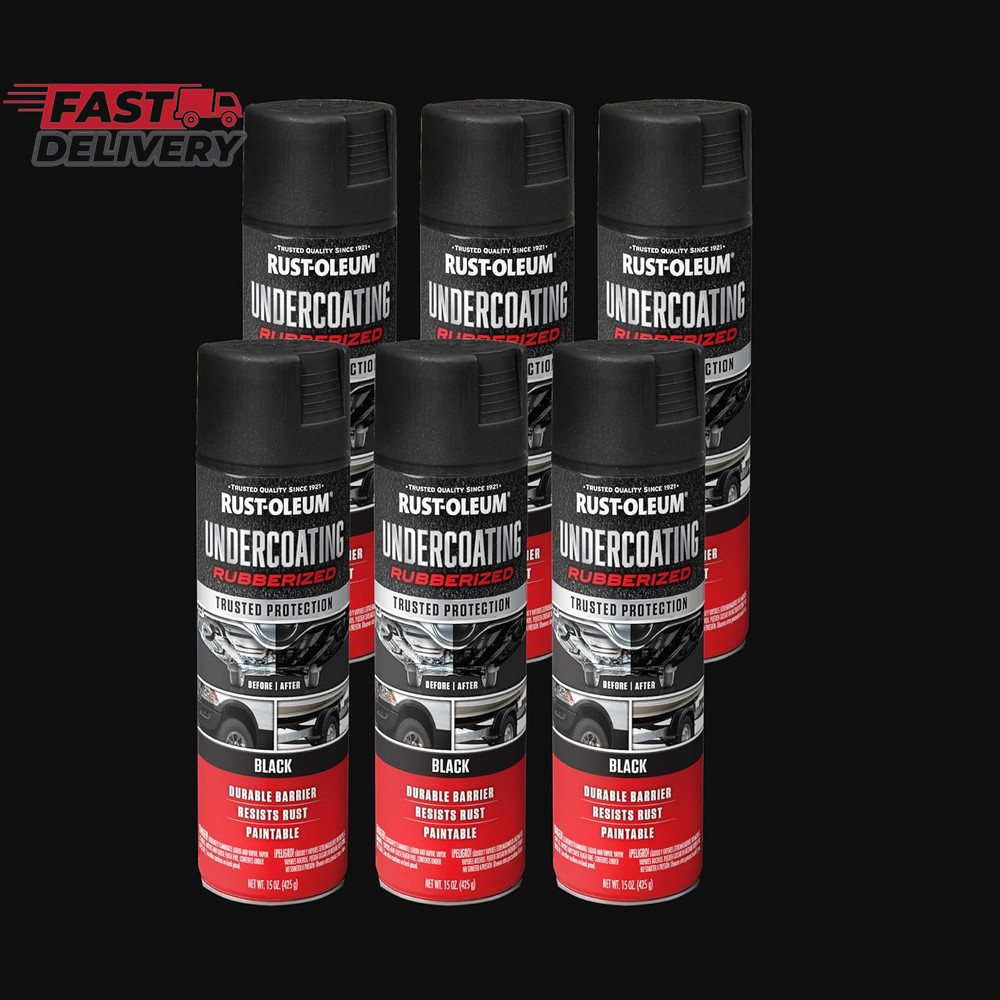 Rust-Oleum 248657-6PK Stops Rust Undercoating Spray, 15 Oz, Rubberized Black, 6