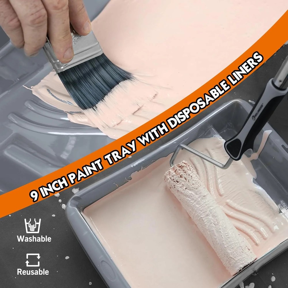 9 Inch Paint Rollers Kit With Extension Pole-9" Paint Rollers, Extend