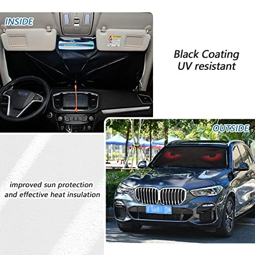 Scary Evil Red Eyes Windshield Sun Shade Umbrella Foldable Car Front multi 7