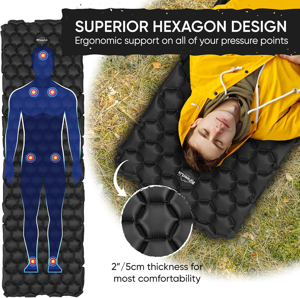 Ultralight Sleeping Pad for Camping with Inflating Bag– Compact Lightweight Camp