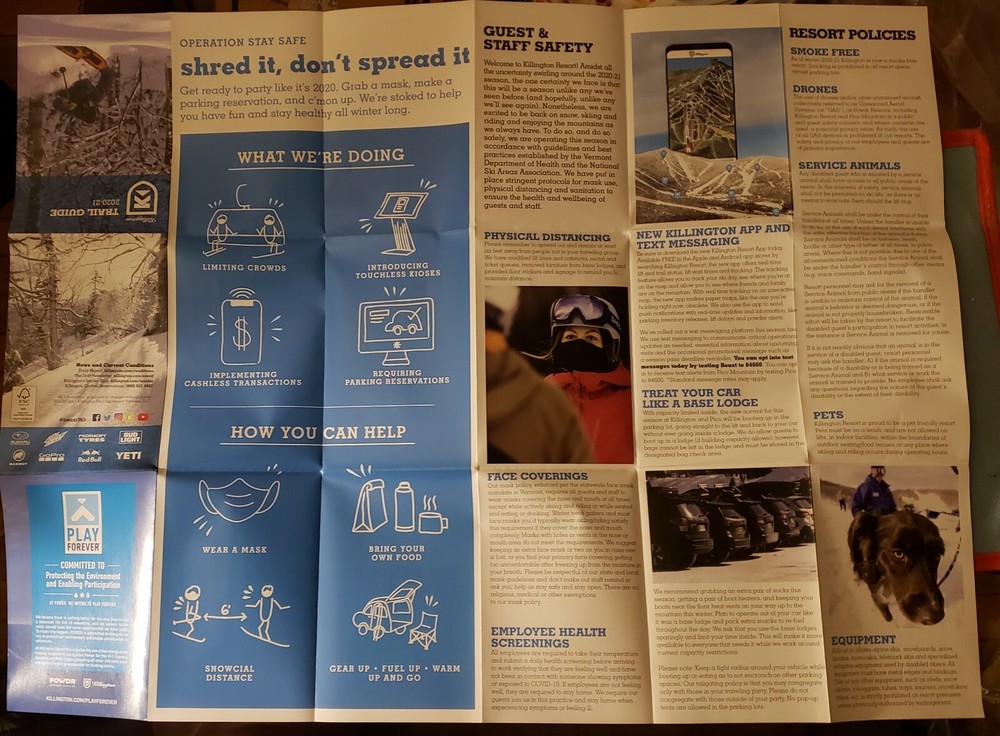 2020/21 KILLINGTON SKI AREA TRAIL MAP. MINT