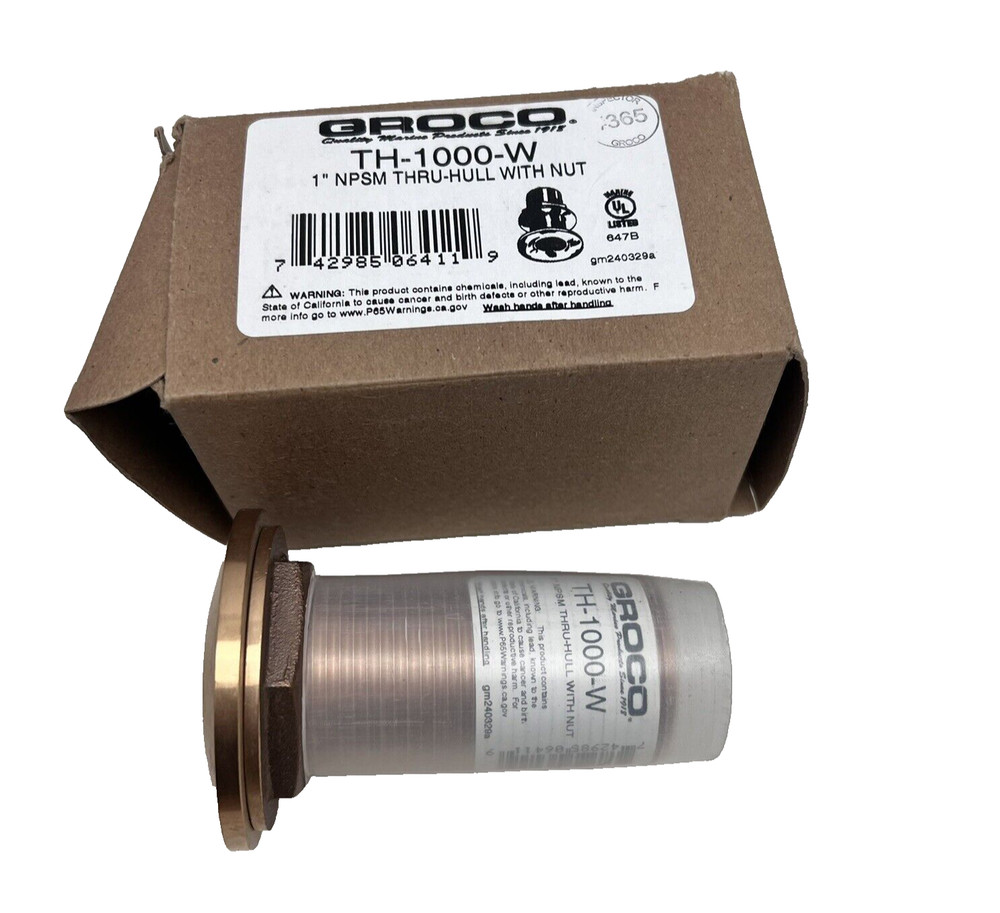 TH-1000-W 1"BRONZE NPSM THRU-HULL WITH NUT