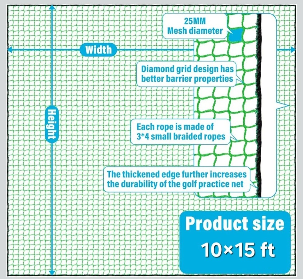 Golf Net 10×15 Ft Versatile Golf Practice Net with Mat for Backyard, Garage and