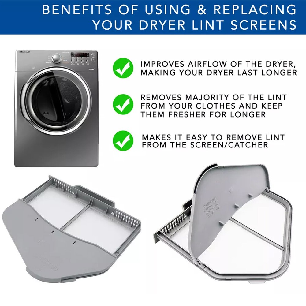 2 pcs DC97-16742A Lint Trap Screen Case Filter Assembly Compatible Samsung Dryer