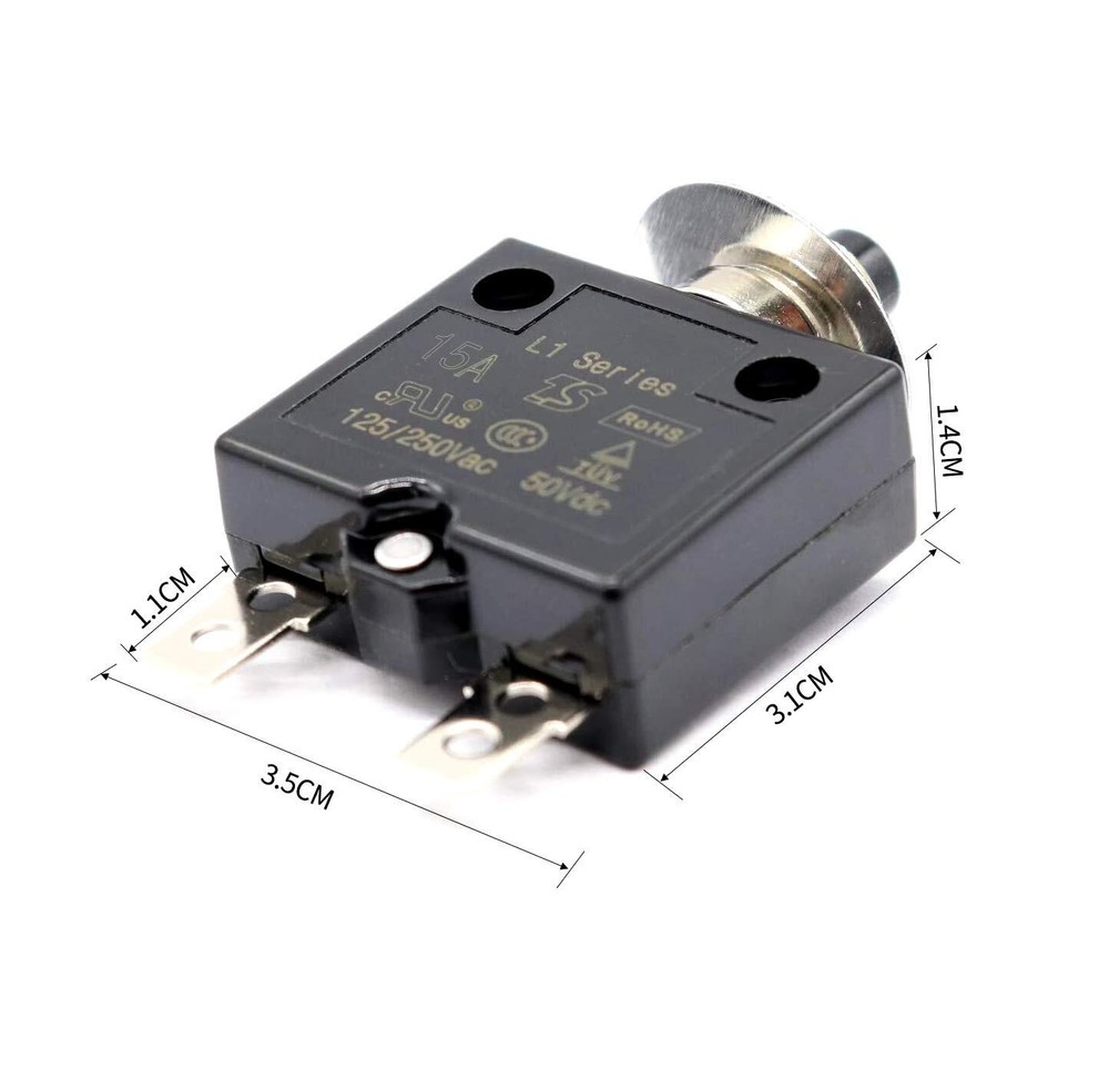 5 PCS 15A L1 Series Manual Reset Thermal Circuit Breaker Push Button Switch