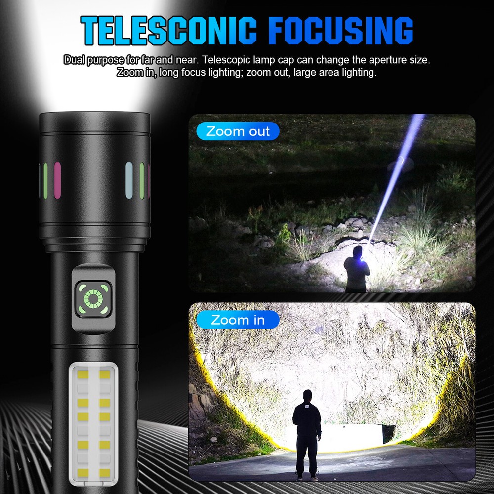 350000000 Lumen Super Bright LED Tactical Flashlight Rechargeable LED Work Light