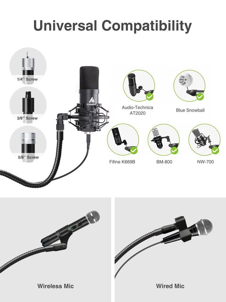 Aluminum Foldable Microphone Stand, 82’’ Tall & Height Adjustable Mic Stand