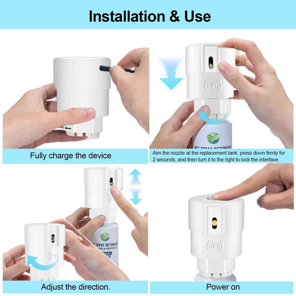 Cat Spray Deterrent System, Automatic Cat Deterrent Spray, Motion Activated P...