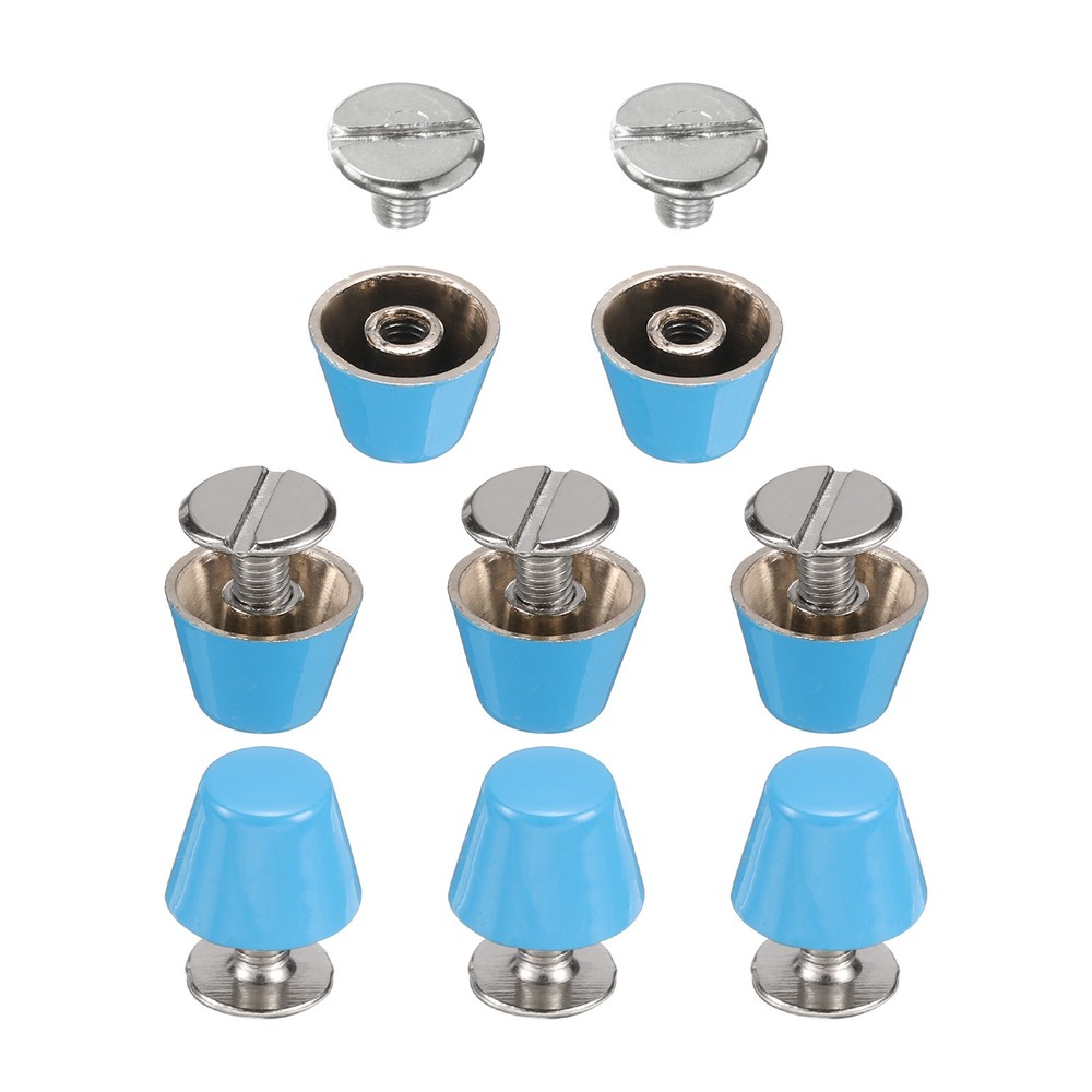 8set Flat Head Stud Spike 10mm Purse Feet Nail Stud Buckle Rivets Tool, Blue