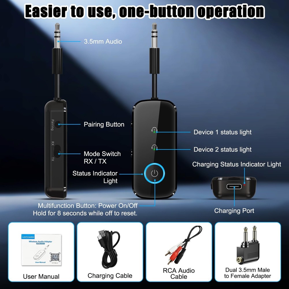 Premium Pro Bluetooth 5.4 Transmitter Receiver,Airplane Audio Adapter,Wireles...