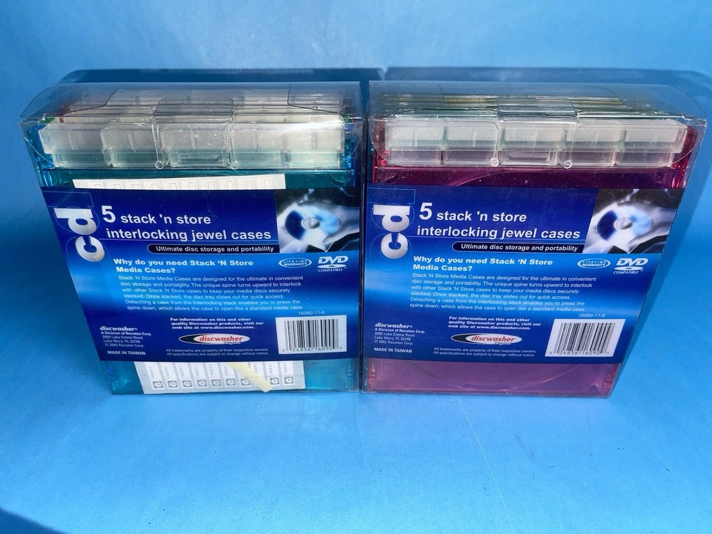 CD Stack N Store Interlocking Jewel Cases 10 Pack Color Discwasher Lot