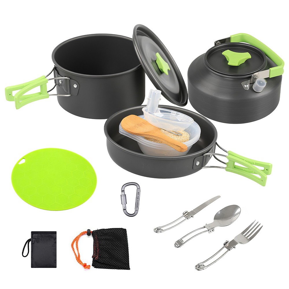 Camping Cookware Mess Kit, Backpacking Cookware Set, Camping Pots & Stove