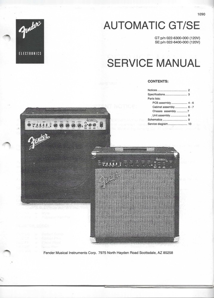 Fender Automatic GT/SE Service Manual