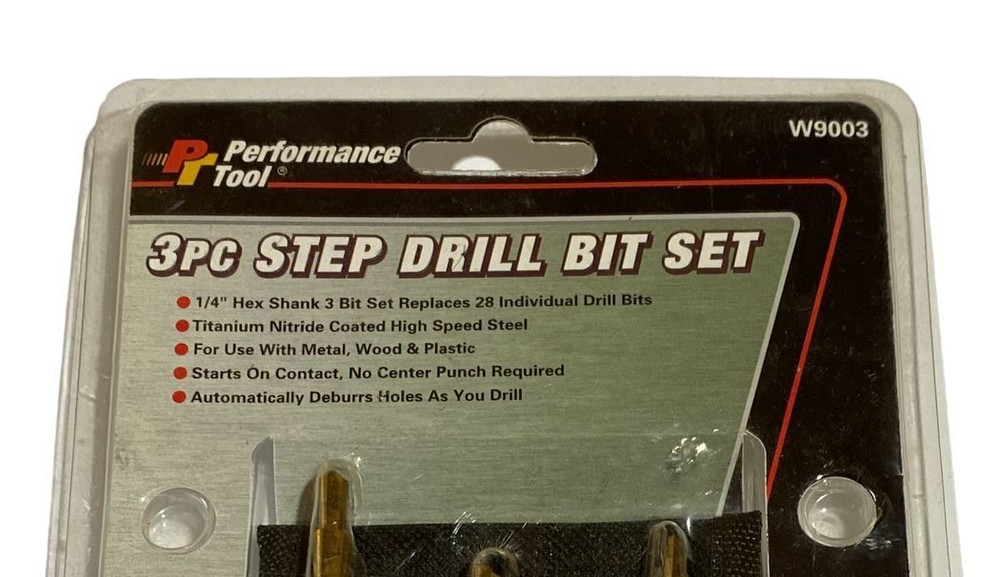 Performance Tool W9003 - 3 Pc Step Drill Set - New