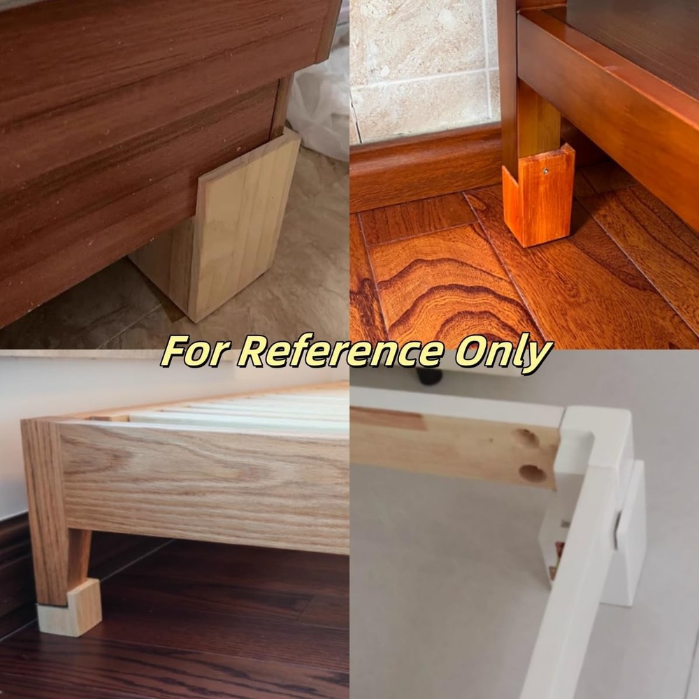 Solid Pine Wood Bed Frame Riser 4Pcs, 2 Inch Rising Height, Support 880 lbs, ...
