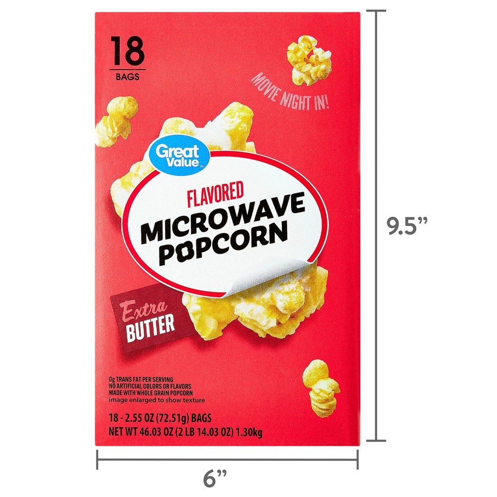 Great Value Extra Butter Flavored Microwave Popcorn oz Count