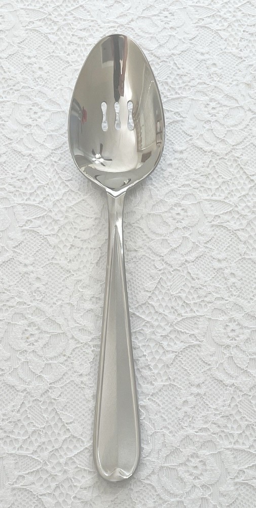 Oneida DYLAN Frosted Handle Glossy Stainless Pierced/Slotted Serving Spoon