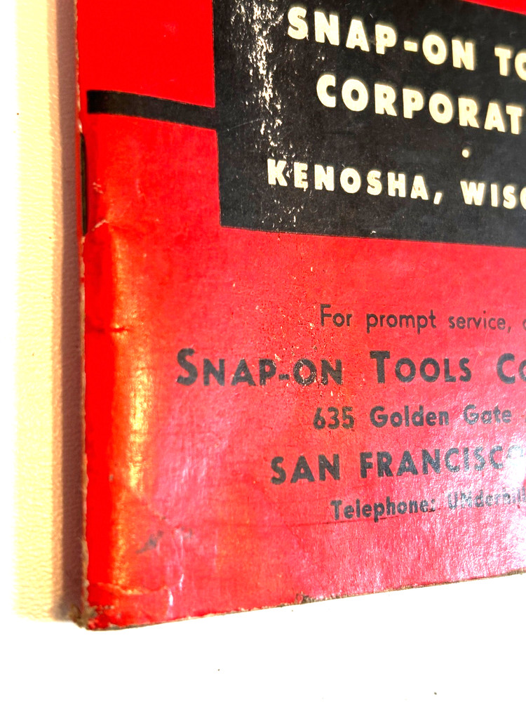 OCTOBER 1955 SNAP-ON TOOL TOOLS CATALOG V SAN FRANCISCO NOVATO CA