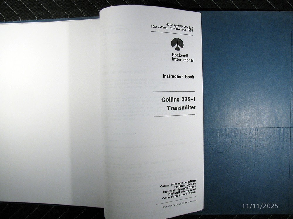 Reproduction Collins 32S-1 Transmitter Manual